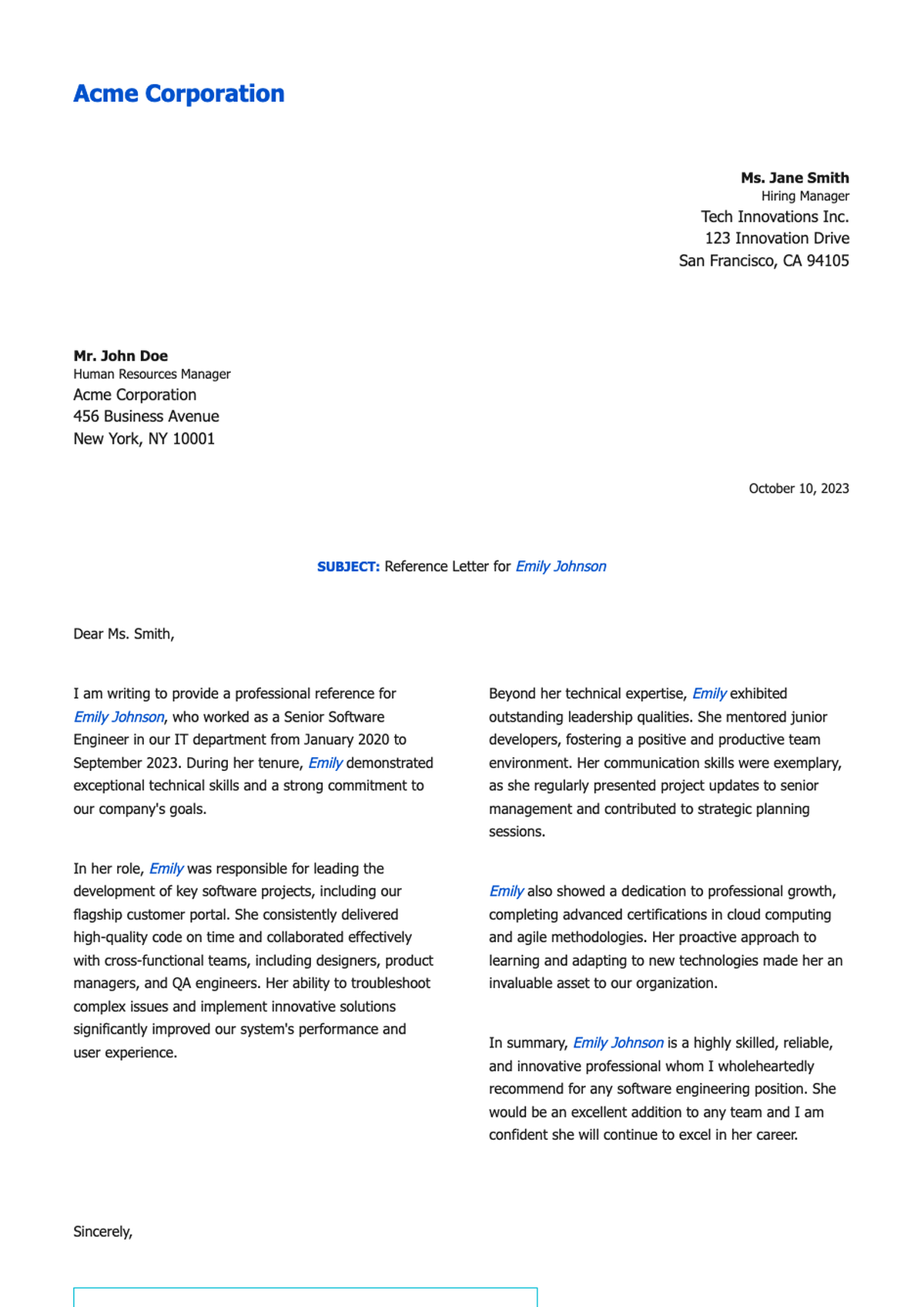 Professional endorsement letter for senior communications manager position_variant_1